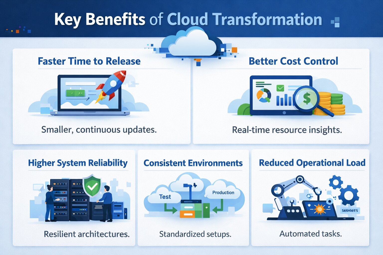 a snapshot of key benefits of cloud transformation